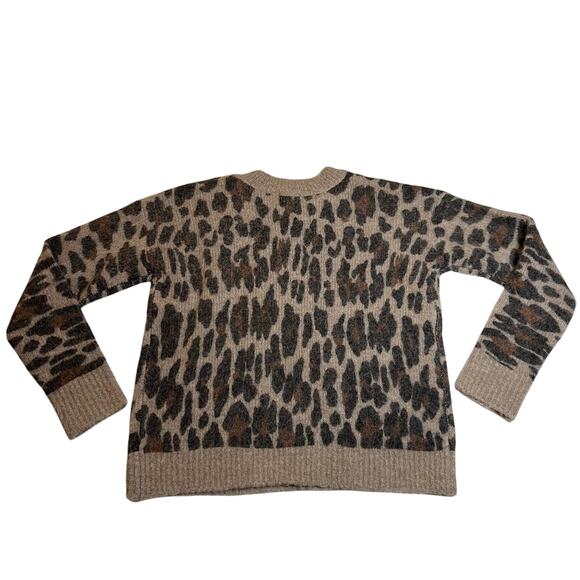 Rails Crewneck Lana Leopard Print Sweater Size X-Small Boho Animal Cozy Neutral - Picture 4 of 9